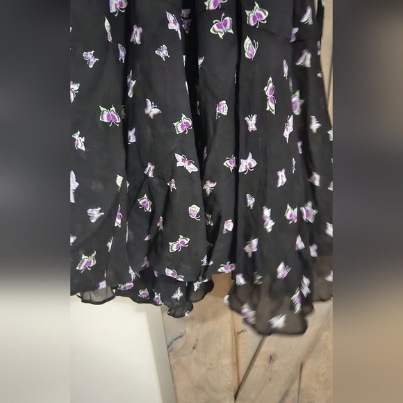 & Other Storied Printed midi dress tie neck. Sheer upper butterfly print. Size 2 - Picture 9 of 12